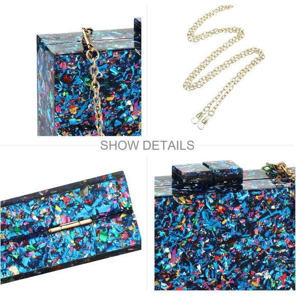 Acrylic Purses and Handbags for Women Multicolor Perspex Geometric Patterns Box - Picture 4 of 7